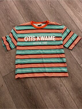 Zara x Otis Kwame Kye Quaicoe Embroidered Striped T-Shirt – Accra 1988 – Size M